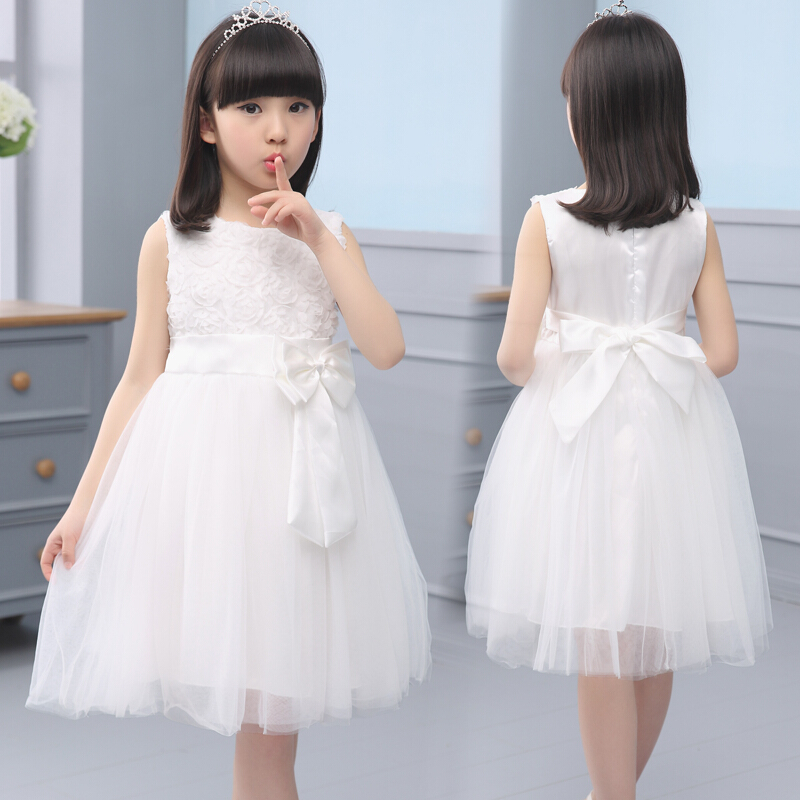 4女童宝宝背心连衣裙5表演礼服6洋气7夏装12岁8小女孩网纱公主裙9白色