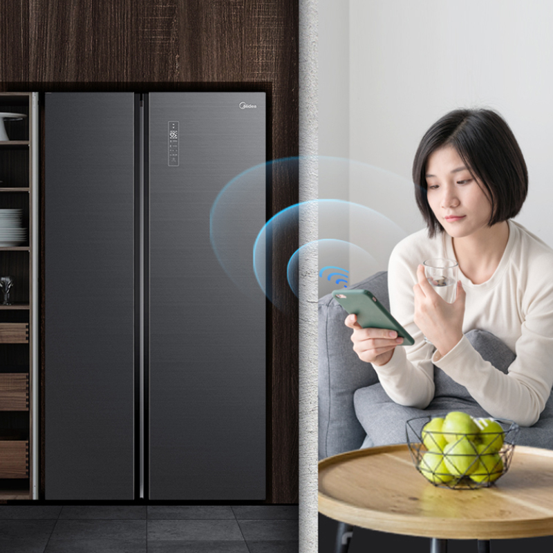 美的(Midea)BCD-612WKGPZM 星耀灰 微晶一周鲜 智能操控 风冷无霜 铂金净味家用大容量对开门电冰箱
