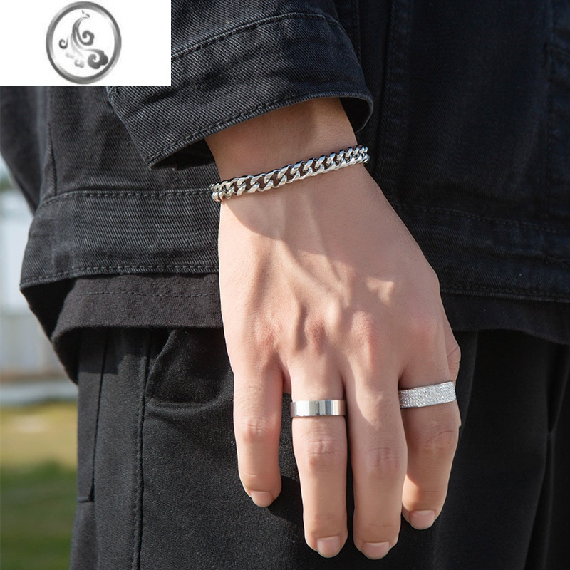 jimi古巴手链男银银欧美嘻哈潮个性简约百搭冷淡风手饰女ins小众设计