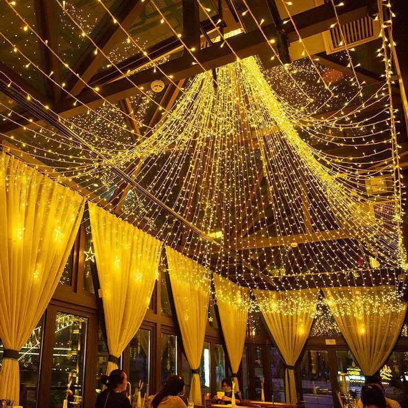 led彩灯星星生日浪漫节庆圣诞婚礼户外防水工程家居装饰闪灯串灯暖白3