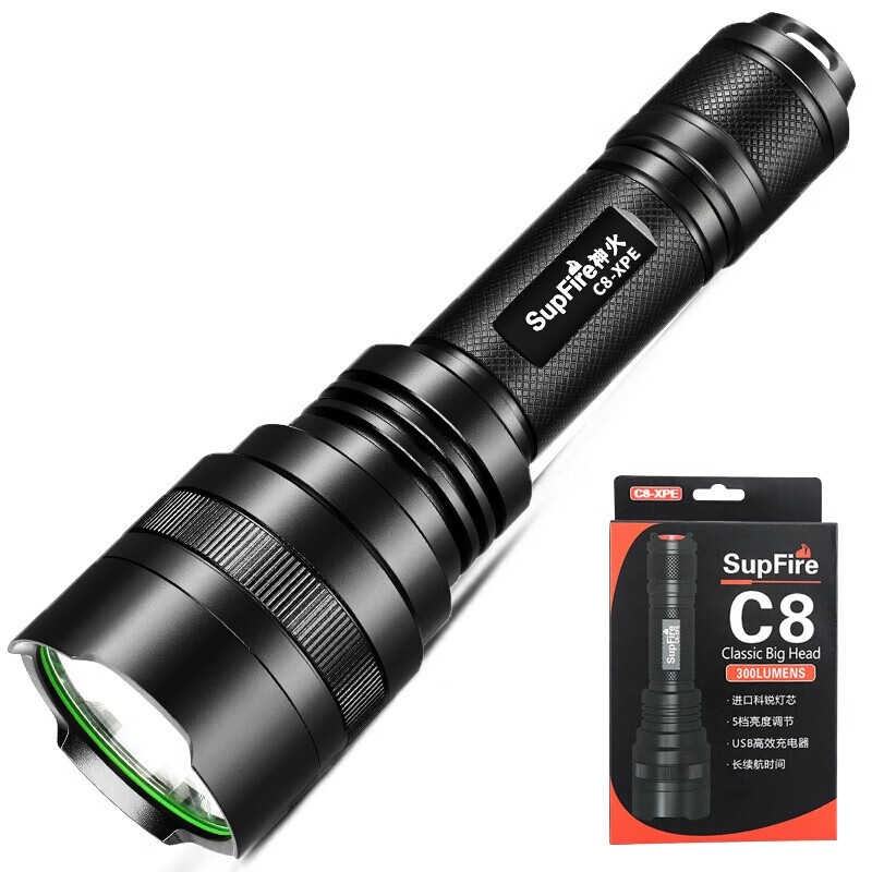 神火(supfire) C8-XPE 5W 强光2-3小时左右 LED 电筒 1.00 个/件 (计价单位:件) 黑色