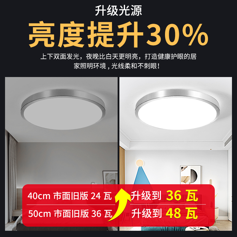 led吸顶灯圆形卧室灯现代简约客厅灯过道走廊房间厨房阳台灯具狂