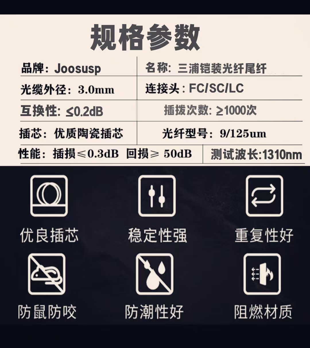 JOOSUSP三浦铠装光纤尾纤SC/LC-10米 单位 根高清大图