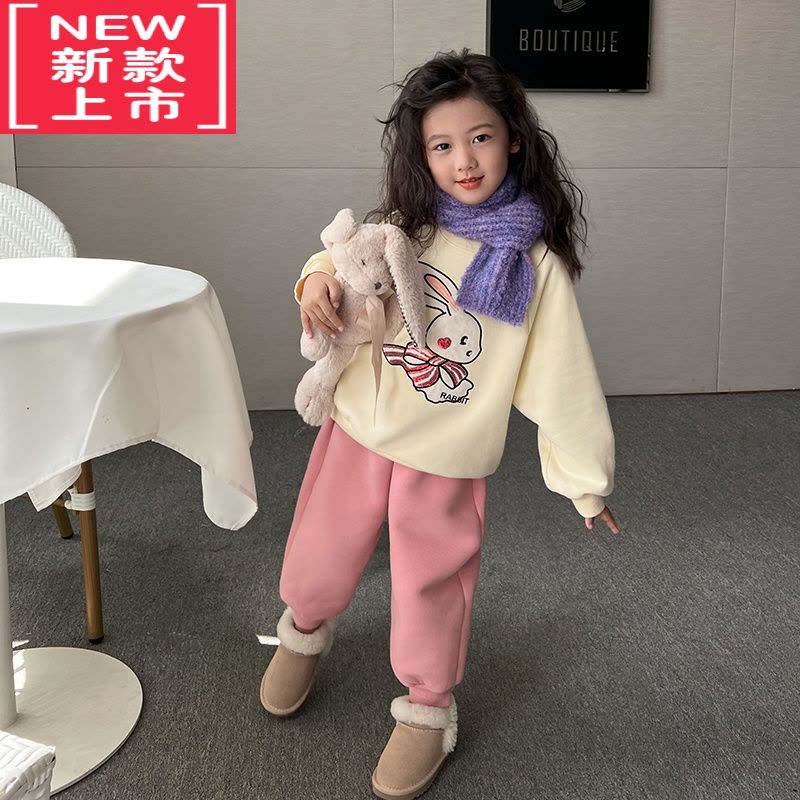 可莉允陈大猪女童裤子加绒秋冬2022新款休闲保暖束脚裤儿童加厚运动裤潮保暖裤图片
