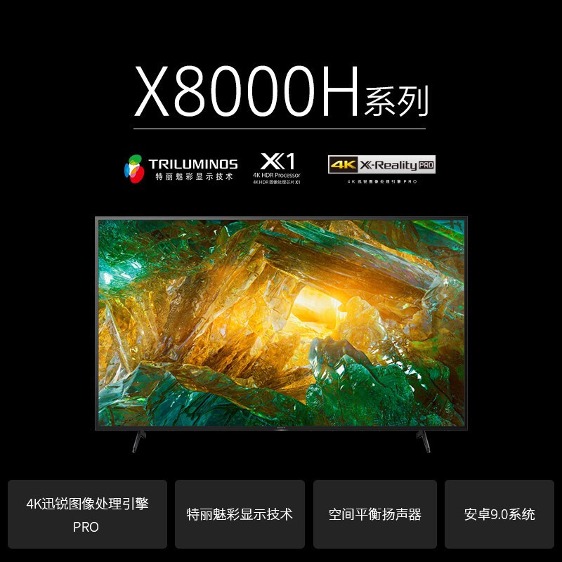 索尼(SONY)KD-65X8000H 65英寸 4K超高清 HDR 安卓智能液晶电视黑色2020年新品