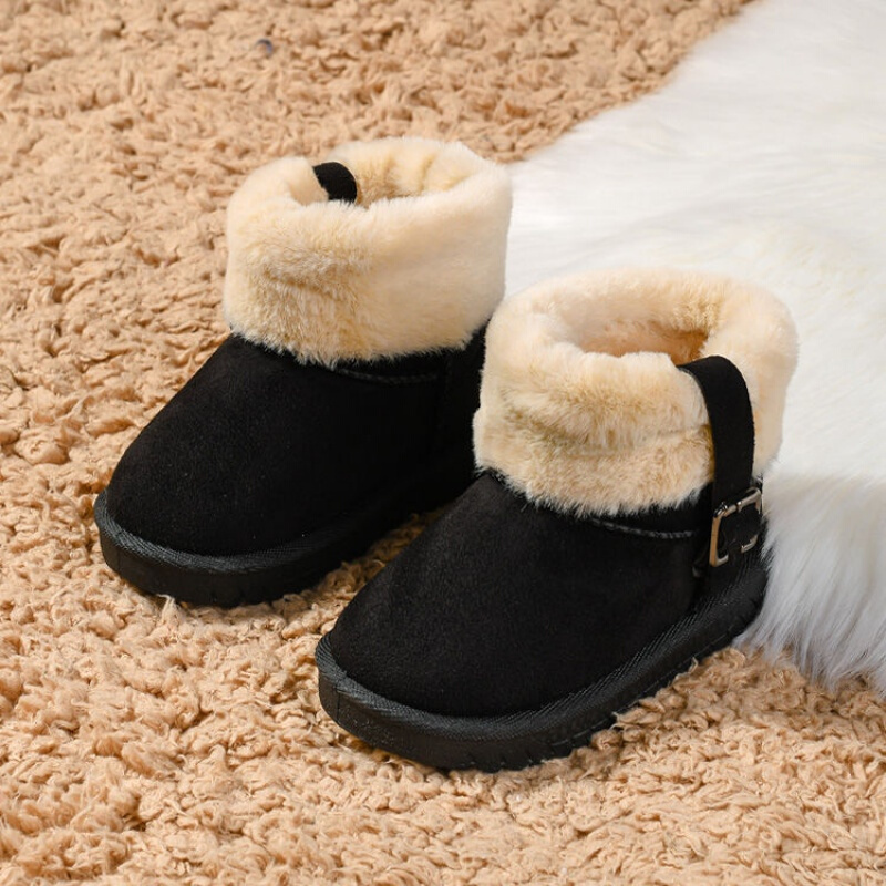 bomina冬季儿童女童靴子宝宝棉鞋女童加绒毛靴保暖棉靴毛口