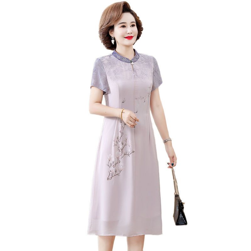 琼斯维格中老年夏装改良旗袍连衣裙女夏季洋气新款中老年气质裙