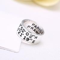 韩版时尚戒指配饰s925银泰银加宽刻经纬度戒指女YWJY5181送女朋友七夕情人节礼物