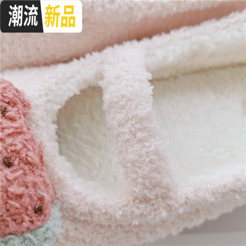 可爱立体水果毛绒保暖家居棉鞋 舒适包跟月子鞋室内柔软棉拖鞋女 广赫