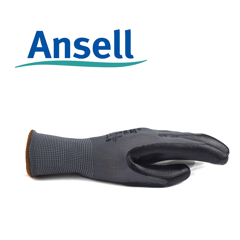 ANSELL/安思尔 EDGE 尼龙丁腈涂层工作手套 48128090 9码 黑色涂层 (单位:副)