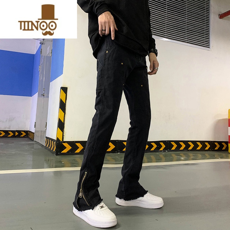 YANXU牛仔裤男款高街潮牌美式夏季直筒长裤休闲裤男生白色裤子男士男裤高清大图