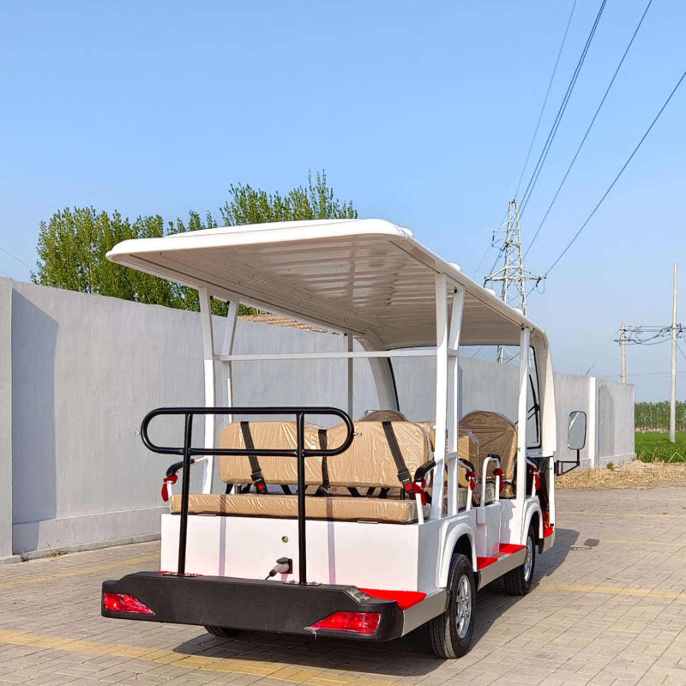 龙云天盾电动观光车4排11座园内接待中转电动思路景区游览厂区参观机场转运车 敞篷标配