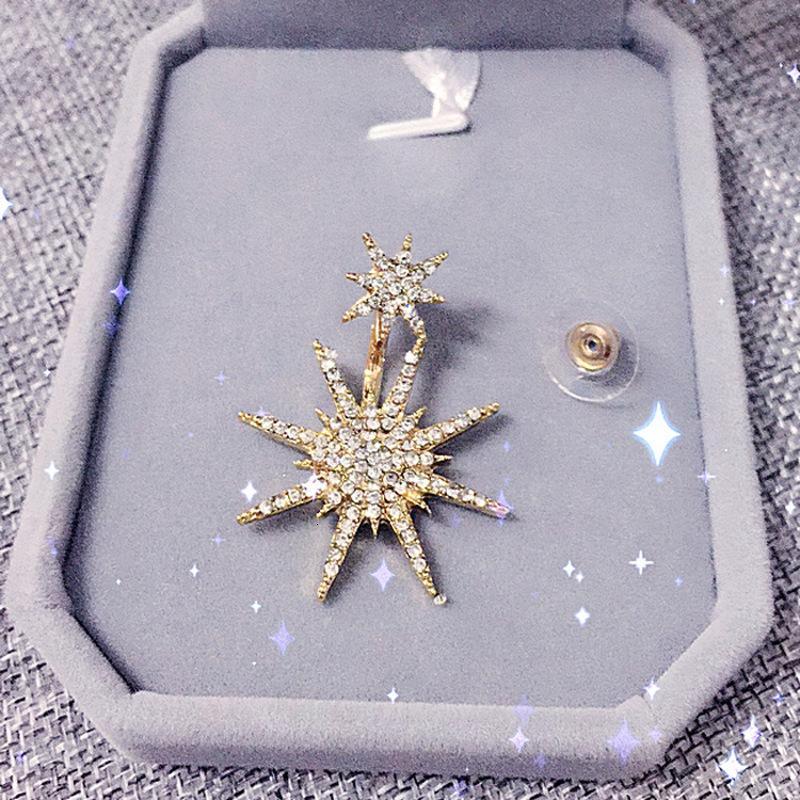 耳钉女款新款 韩版满钻六芒星分体光芒耳坠耳环G2D073送女朋友七夕情人节礼物