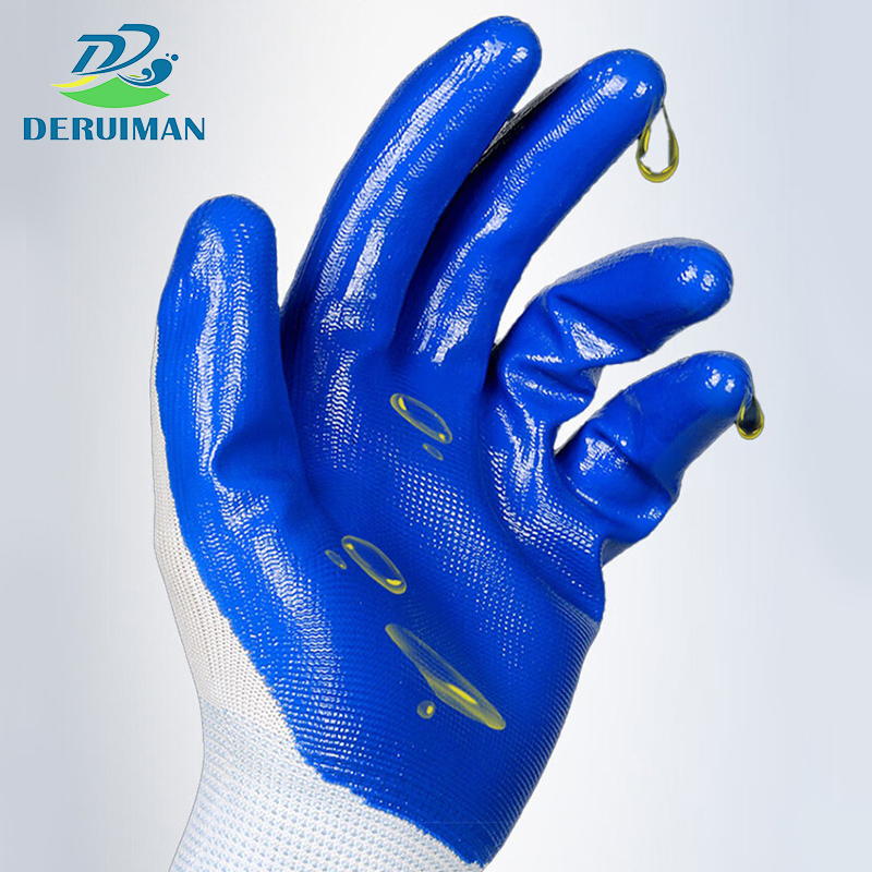 DERUIMAN浸胶劳保手套浸胶耐油防水工地耐磨挂胶防护手套高清大图