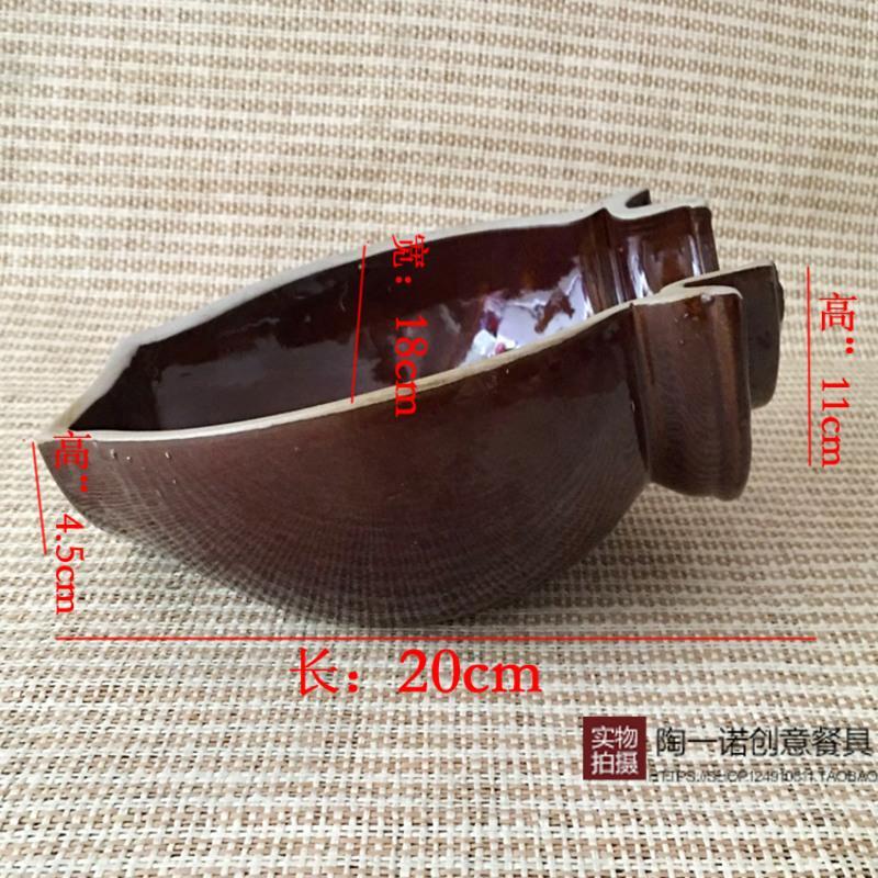特小号长12CM*宽11CM(2个以上发 货) 农家乐怀旧餐具半瓦罐坛香肉餐具破罐子土砂瓦片碗土掉渣特色餐具