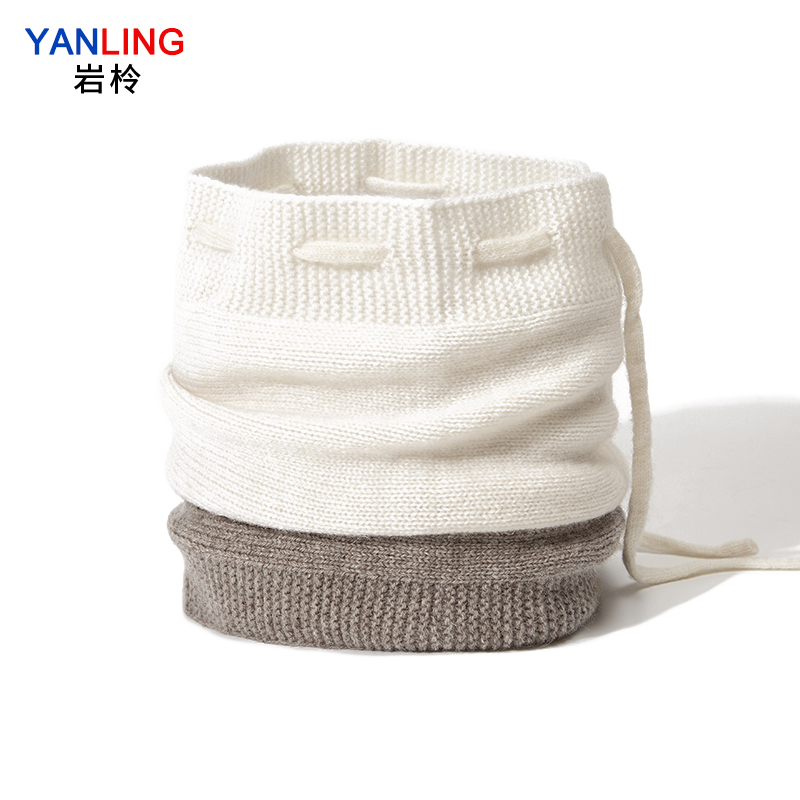 岩柃户外保暖围巾羊绒混纺简约百搭时尚设计柔软亲肤高颜值围脖 M6101卡其驼+新米白