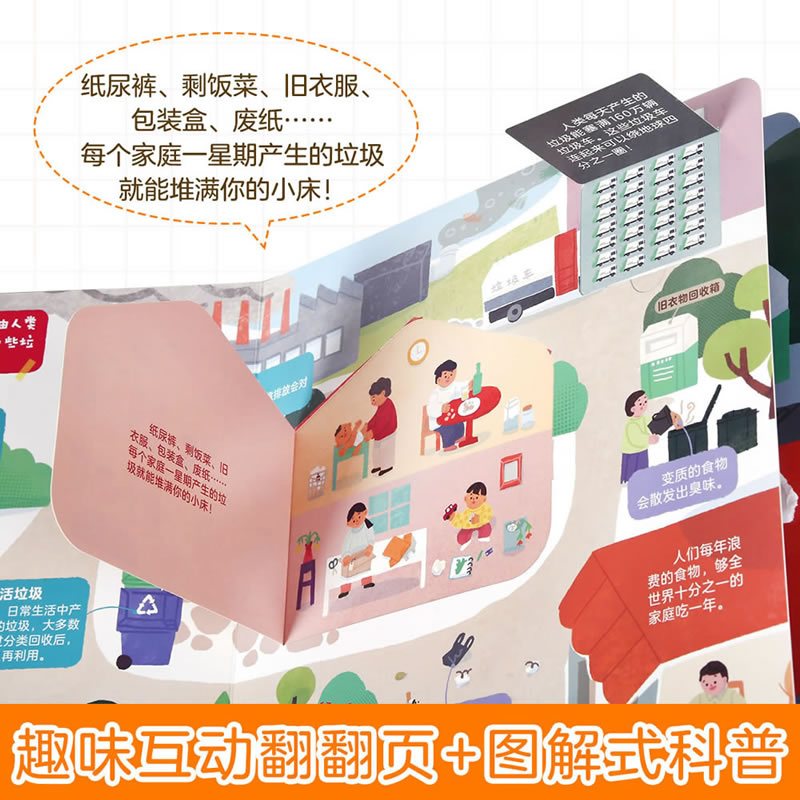 小米粒读故事. 第2辑 [正版]磁贴图解小百科 有趣的垃圾分类 幼儿学前启蒙阅读翻翻书籍 创意磁贴趣味游戏科普翻翻书 3