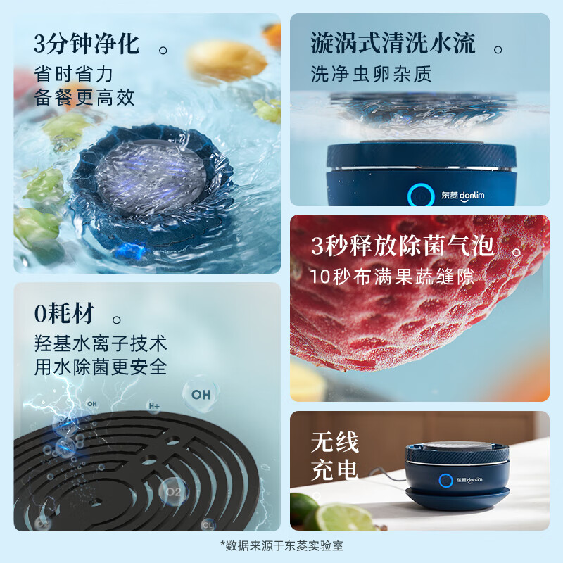 东菱(Donlim)转转果蔬清洗机食材净化机洗菜机果蔬净化除菌无线便携DL-1326静谧蓝[单位:个]高清大图