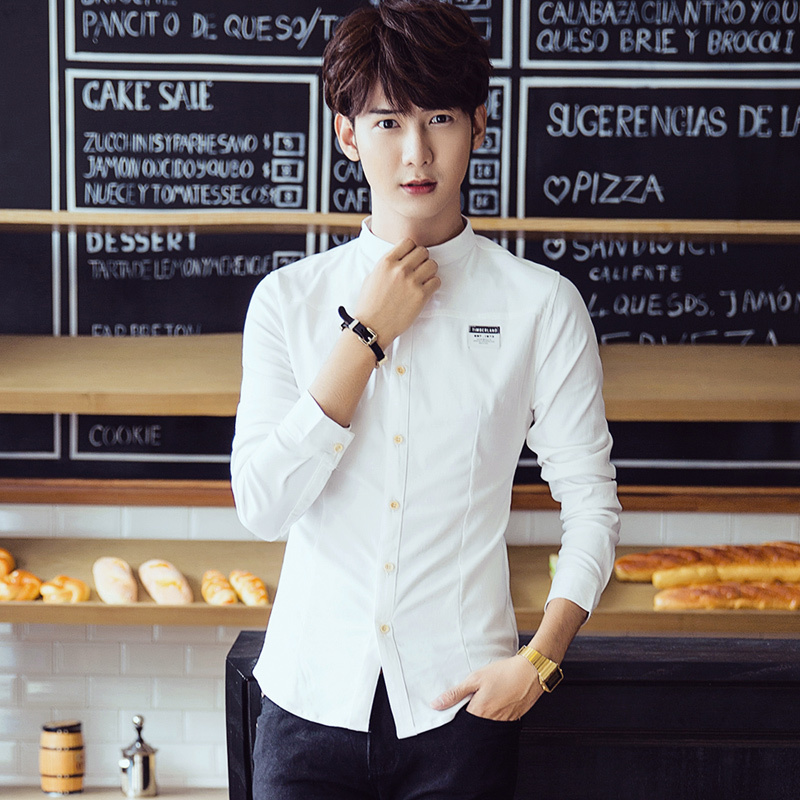 美师理店型师夜店酒吧KTV服务员工作服男士长袖衬衫衬衣