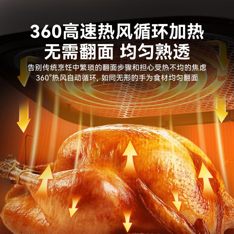 膳魔师(THERMOS)家用免翻面可视大窗全触控蒸汽烤空气炸锅EHA-5761D-R红色高清大图