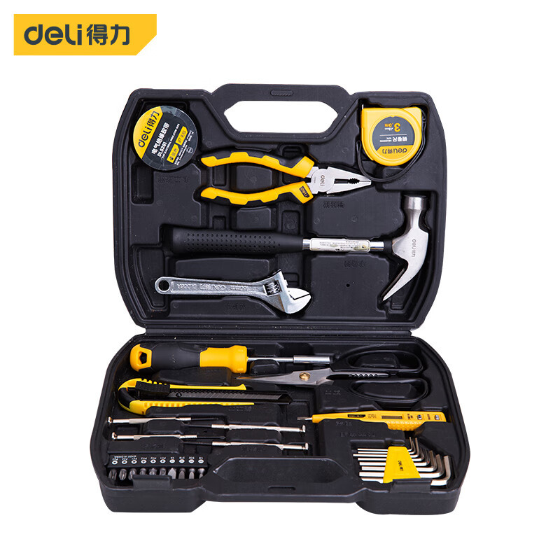 得力(deli)工具箱套装 电工维修五金手动工具组套布包