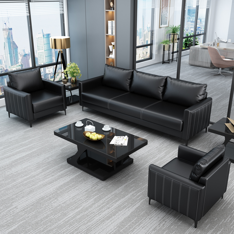 三金鑫 商务办公沙发茶几组合会客接待时尚简约休闲皮艺办公室二三人位高清大图