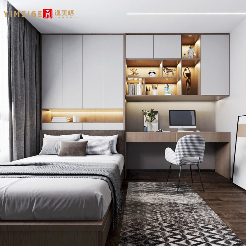 逸美格榻榻米床衣柜一体整体定制小户型次卧收纳书桌书柜家具定做