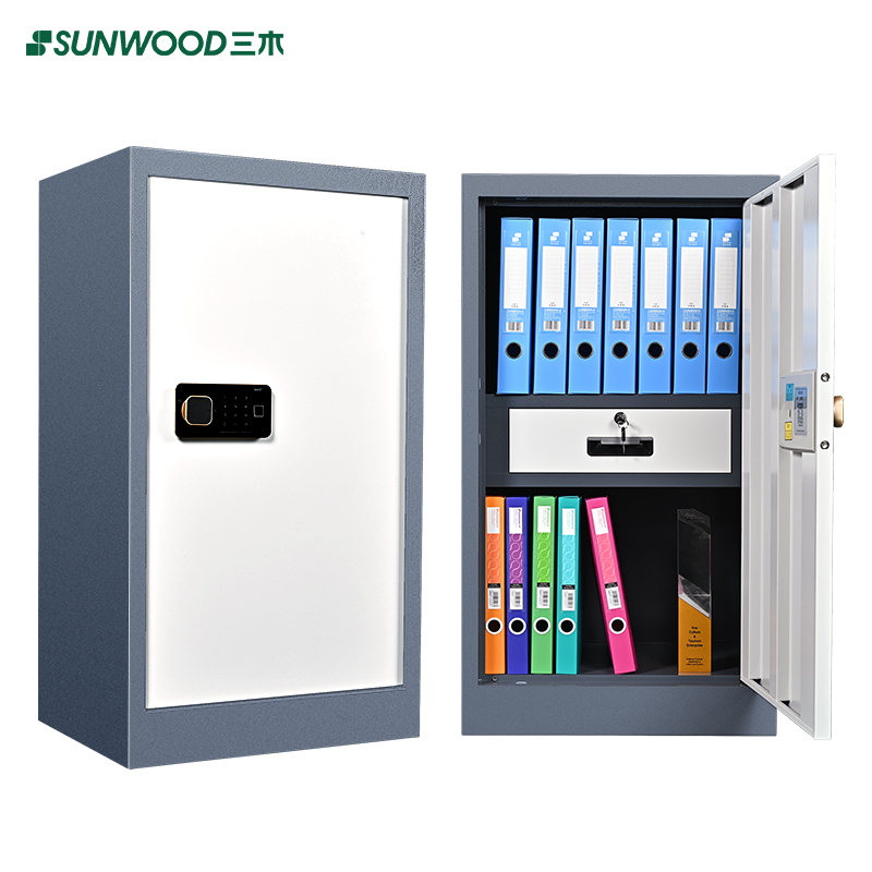 三木 BG873 单门指纹保密柜/小柜文件柜(带屉) 国密锁柜双认证 蓝灰套色(台)高清大图