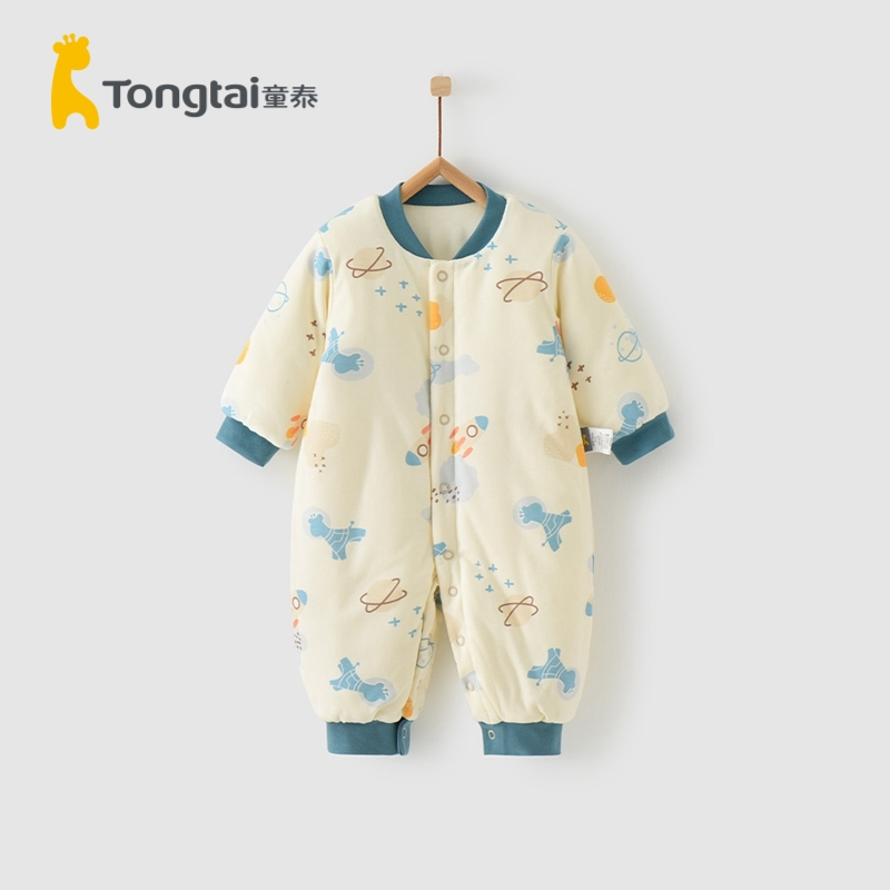 童泰(TONGTAI)2020年秋冬新款1-18个月婴儿男女宝宝纯棉立领蛤衣宝宝夹棉连体衣儿童棉服