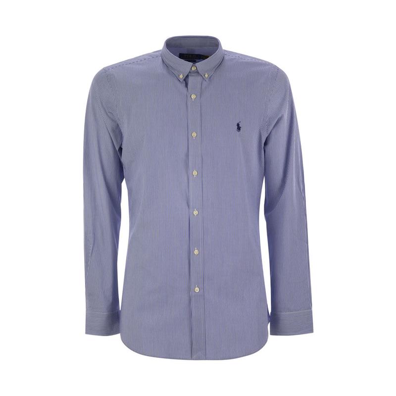 Polo Ralph Lauren弹力条纹衬衫男修身长袖休闲商务衬衣高清大图