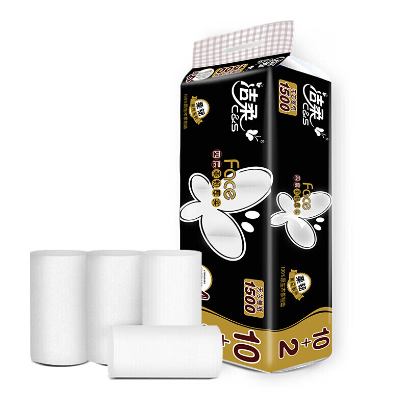 洁柔face黑Face4层125克*12卷高清大图