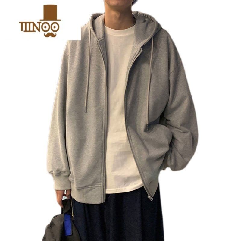 YANXU开衫拉链外套男士款冬季加绒卫衣连帽潮流百搭夹克宽松上衣服图片