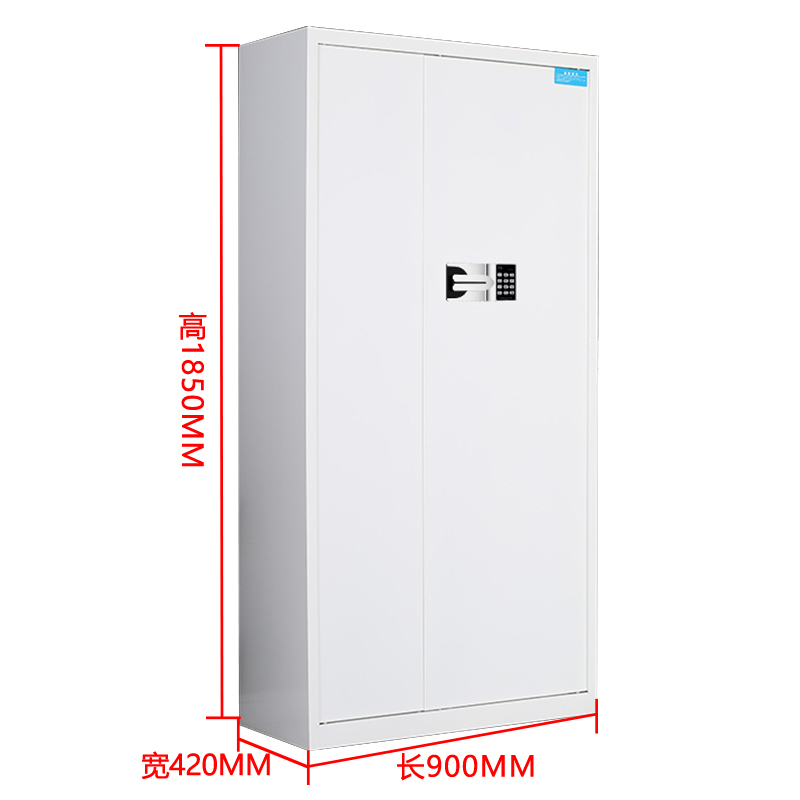 湘渭保险柜铁皮资料柜矮柜办公室储物柜通门白色国宝锁900*420*1850高清大图