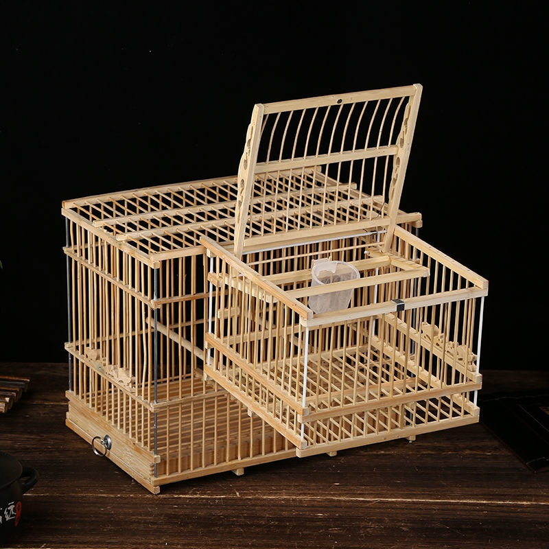 拍笼打笼踏笼机关笼滚笼竹制特价滚笼自锁鸟笼 原色小拍笼