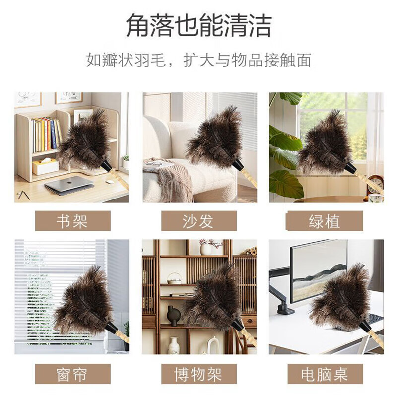 科力邦(Kelibang)鸡毛掸子 小号木柄鸵鸟毛除尘掸子 KB1107 1把装高清大图