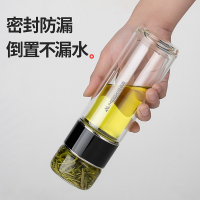 苏宁宜品双层玻璃杯男女士家用花茶杯茶叶杯子便携加厚水杯高档透明带盖茶水分离泡茶杯子350毫升泡茶大师