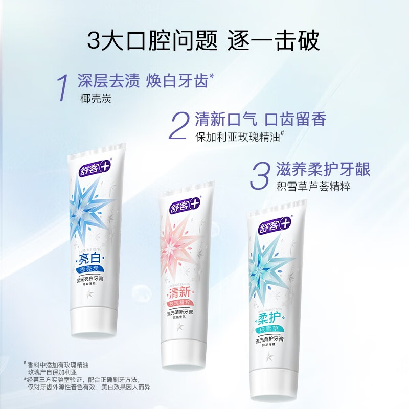舒客氨基酸流光清新牙膏 清新口气防蛀护龈 6支共760g(120g*4+140g*2)高清大图