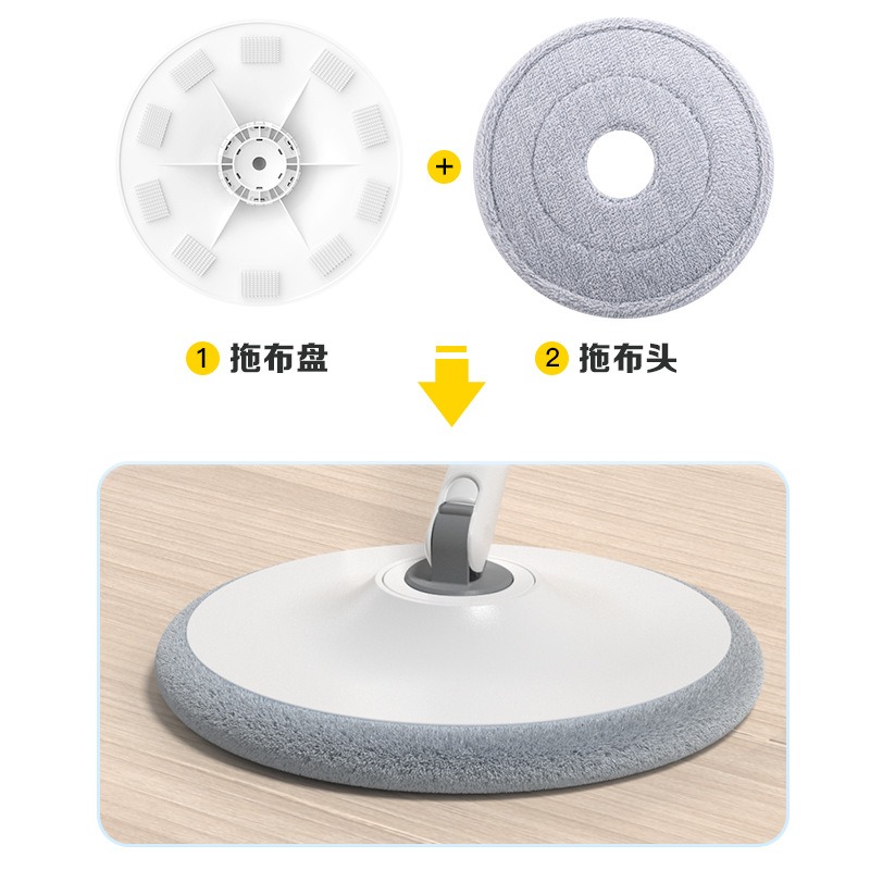 丽佳邦加厚超细纤维棉布拖把布扫把免手洗粘贴式替换圆形平板头 灰色 圆形布头[一片]高清大图