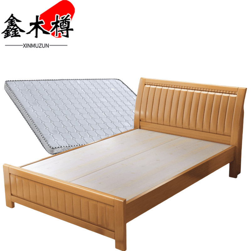 鑫木樽单人床1m+床垫套高清大图