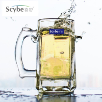 scybe喜碧 莫里啤酒杯4只装把手杯玻璃水杯威士忌杯牛奶杯果汁杯茶杯扎啤杯360ml