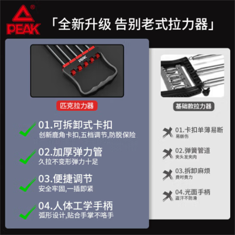 匹克 扩胸拉力器YJ91124(黑红色)高清大图