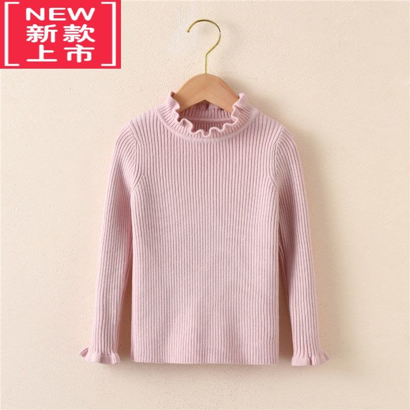 可莉允女童宝宝木耳边打底针织衫2022秋冬季新款男童莫代尔坑条儿童毛衣图片
