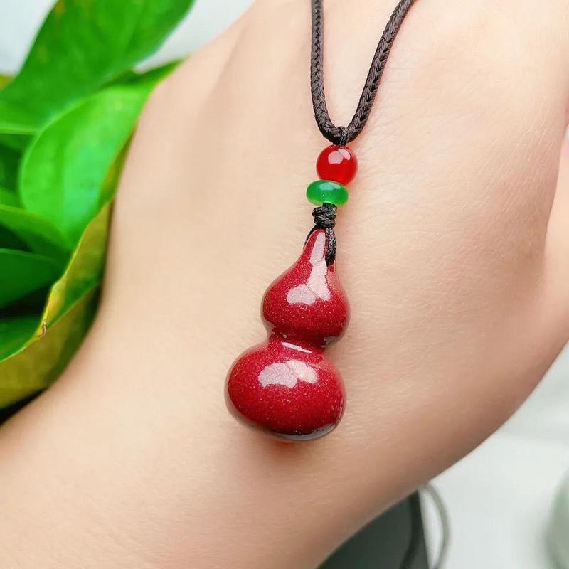 朱砂葫芦吊坠朱砂紫金砂高含量朱砂葫芦项链福禄吊坠男女同款红绳款