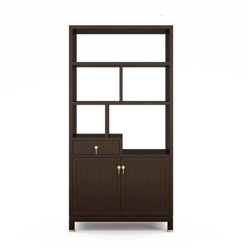 森美人新中式实木书架简约禅意摆件落地博古架自由组合展示架书橱文件柜 左柜1020*380*202201-1.2米