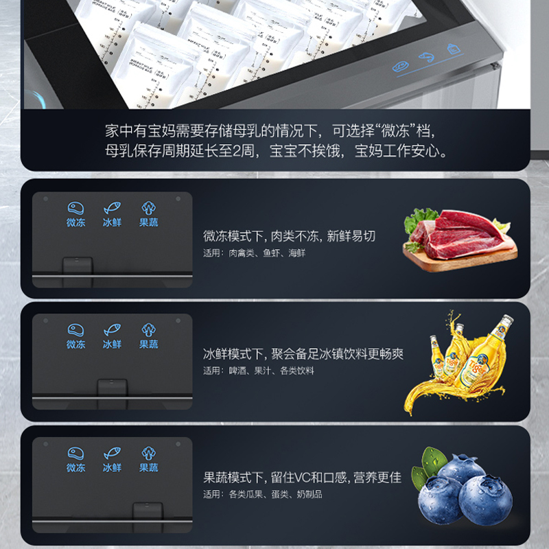 荣事达586升生态养鲜纤薄嵌入式风冷无霜双循环一级能效双变频除菌十字对开双开四开门电冰箱(升级款)钛深灰高清大图