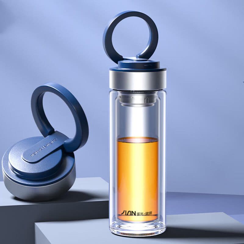 富光 X1902-SH-360 360ml 尚泽带拎手双层玻璃杯水杯茶杯图片