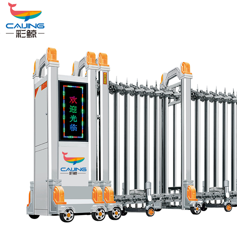 CJ-SSM035智能不锈钢伸缩门学校小区工厂电动大门推拉门商业办公大门酒店家具电动门