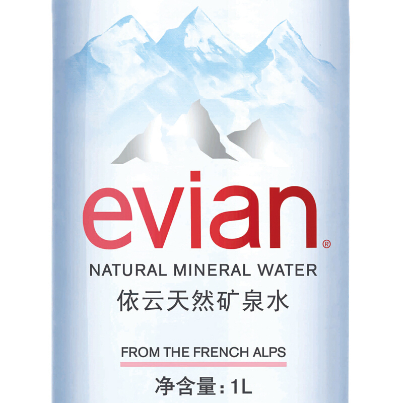 evian/依云 法国原装进口天然矿泉水1L*6瓶 高端饮用水6连包 正品行货
