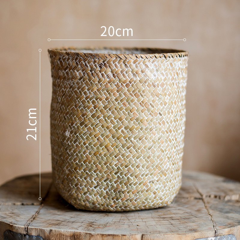 家柏饰(CORATED)自然编收纳筒篮子花筒装饰花器花盆套手工艺术民宿 草编筒(擦粉)高清大图