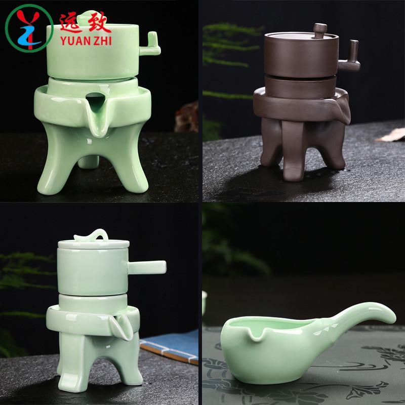 远致(单个泡茶器)时来运转青瓷石磨半全自动功夫茶具懒人泡茶器